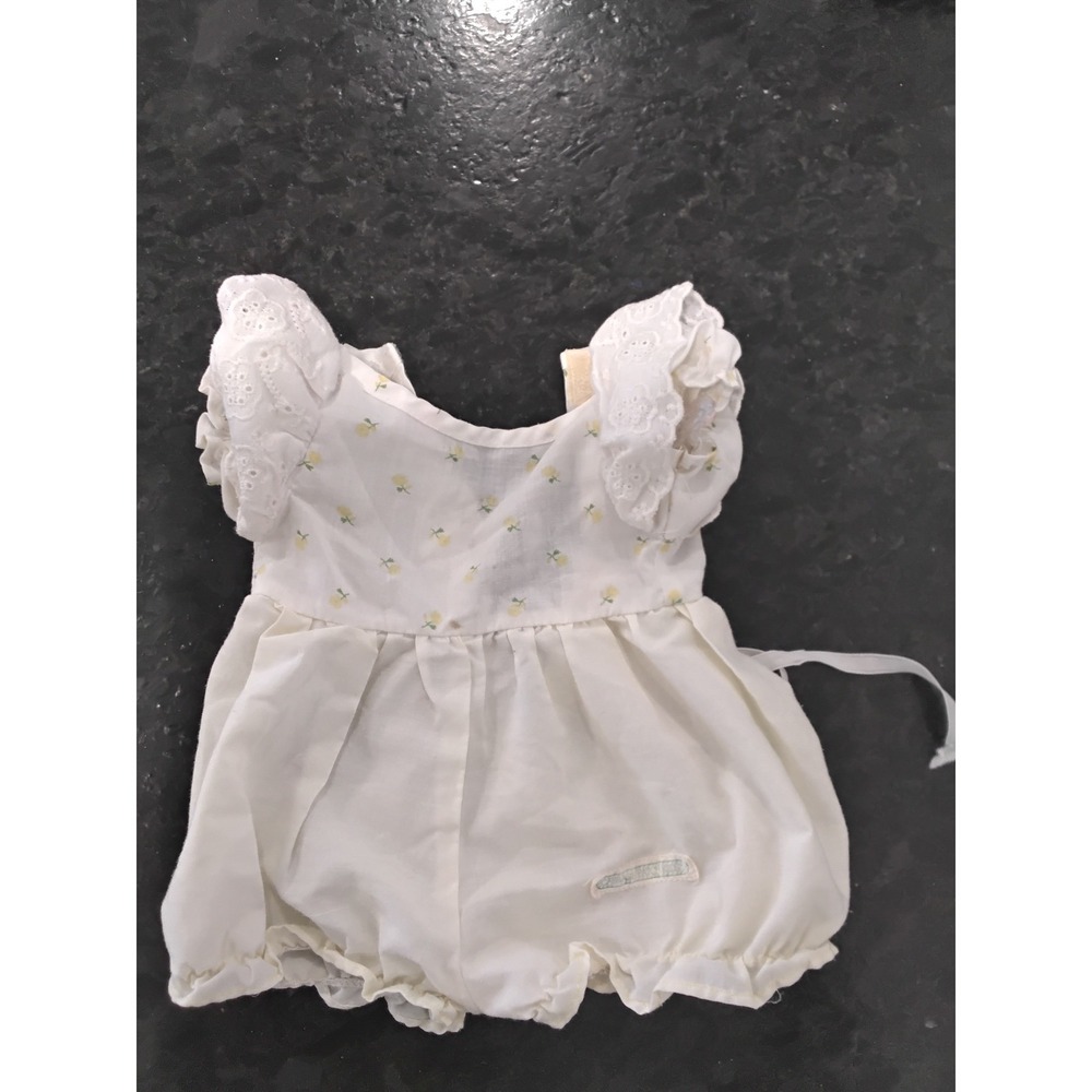 Vintage Cabbage Patch Kids Doll Outfit White Floral Eyelet Bubble Romper Coleco